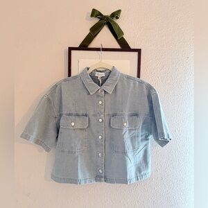 Light Blue Denim Button-Up Shirt